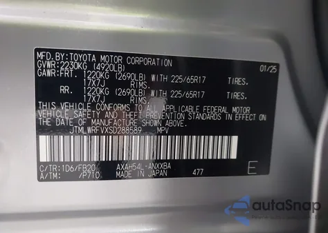 2025 Toyota Rav4 Hybrid Le from USA, damaged, VIN JTMLWRFVXSD288589